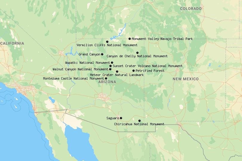 Populiariausi nacionaliniai parkai Arizonoje